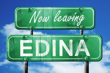 Edina, yeşil vintage yol işaret ile kaba yazı bırakarak