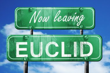 Öklid, yeşil vintage yol işaret ile kaba yazı bırakarak