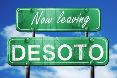 DeSoto, yeşil vintage yol işaret ile kaba yazı bırakarak