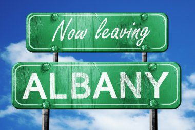 Albany, yeşil vintage yol işaret ile kaba yazı bırakarak