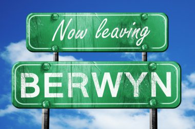 Berwyn, yeşil vintage yol işaret ile kaba yazı bırakarak