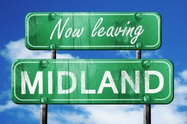 Midland, yeşil vintage yol işaret ile kaba yazı bırakarak