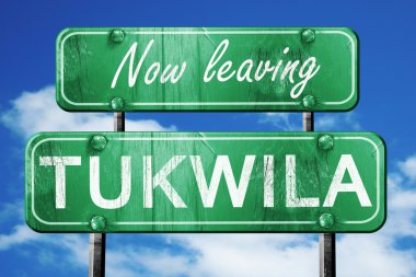 Tukwila, yeşil vintage yol işaret ile kaba yazı bırakarak