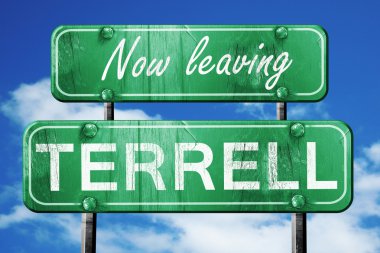 Terrell, yeşil vintage yol işaret ile kaba yazı bırakarak