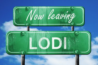 Lodi, yeşil vintage yol işaret ile kaba yazı bırakarak