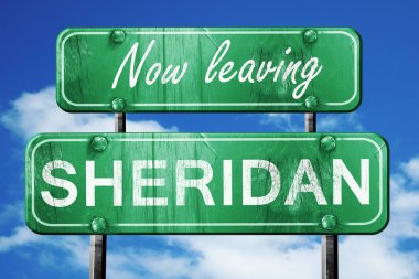 Sheridan, yeşil vintage yol işaret ile kaba yazı bırakarak