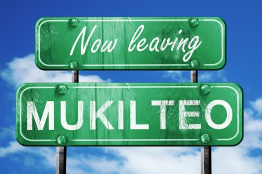 Mukilteo, yeşil vintage yol işaret ile kaba yazı bırakarak