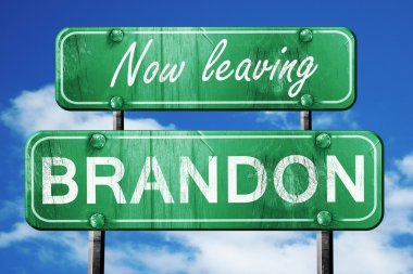 Brandon, yeşil vintage yol işaret ile kaba yazı bırakarak