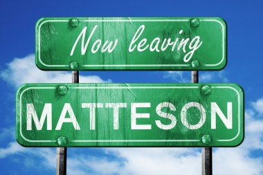 Matteson, yeşil vintage yol işaret ile kaba yazı bırakarak