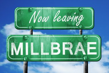 Millbrae, yeşil vintage yol işaret ile kaba yazı bırakarak