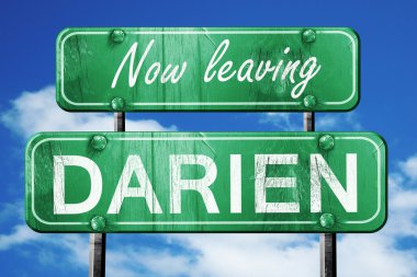 Darien, yeşil vintage yol işaret ile kaba yazı bırakarak