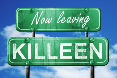 Killeen, yeşil vintage yol işaret ile kaba yazı bırakarak