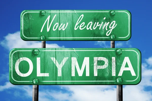 Olympia, yeşil vintage yol işaret ile kaba yazı bırakarak
