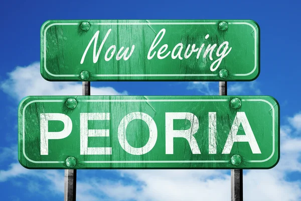 Peoria, yeşil vintage yol işaret ile kaba yazı bırakarak