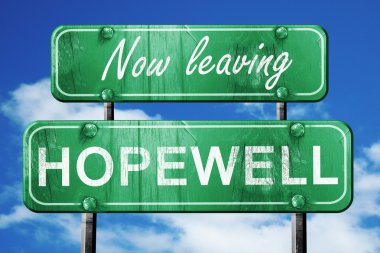 Hopewell, yeşil vintage yol işaret ile kaba yazı bırakarak