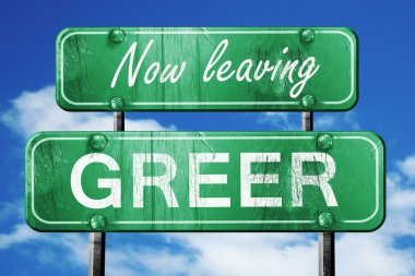 Greer, yeşil vintage yol işaret ile kaba yazı bırakarak