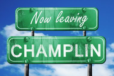 Champlin, yeşil vintage yol işaret ile kaba yazı bırakarak