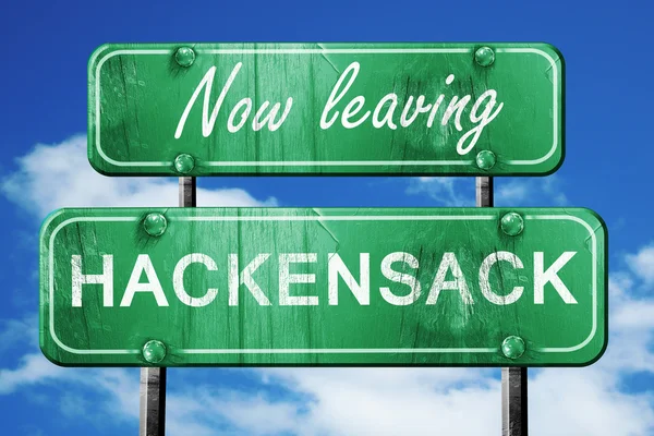 Dejando hackensack, letrero verde vintage con letras ásperas — Foto de Stock