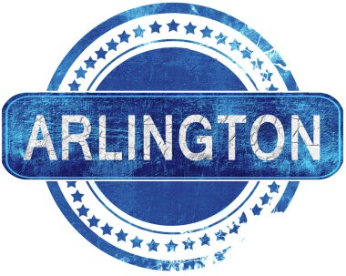 Arlington grunge mavi pul. Beyaz izole.