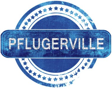 Pflugerville grunge mavi pul. Beyaz izole.