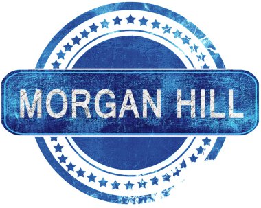 Morgan hill grunge mavi pul. Beyaz izole.