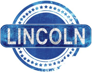 Lincoln grunge mavi pul. Beyaz izole.