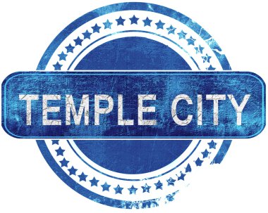Temple city grunge mavi pul. Beyaz izole.