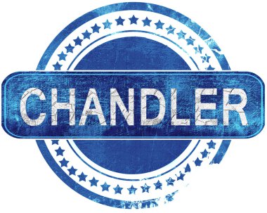 Chandler grunge mavi pul. Beyaz izole.