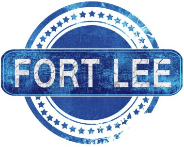 Fort lee grunge mavi pul. Beyaz izole.