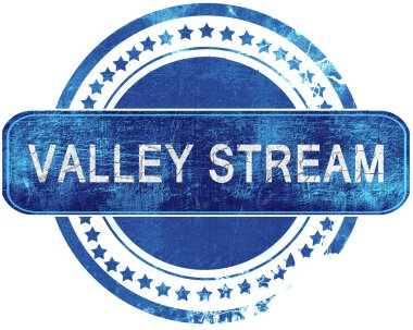 Valley stream grunge mavi pul. Beyaz izole.