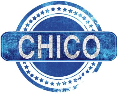 Chico grunge mavi pul. Beyaz izole.