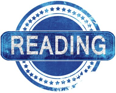 Grunge mavi pul okuma. Beyaz izole.