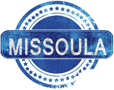 missoula grunge blue stamp. Isolated on white. clipart