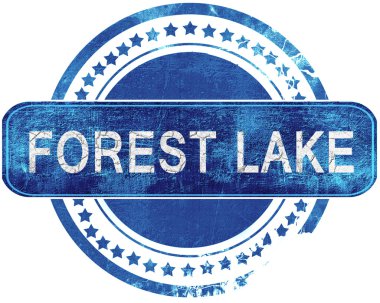 Orman Gölü grunge mavi pul. Beyaz izole.