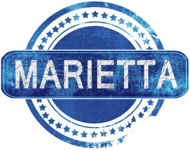 Marietta grunge mavi pul. Beyaz izole.