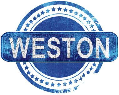Weston grunge mavi pul. Beyaz izole.