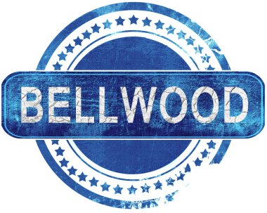 bellwood grunge mavi pul. Beyaz izole.