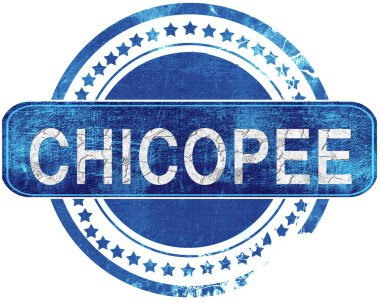 CHICOPEE grunge mavi pul. Beyaz izole.