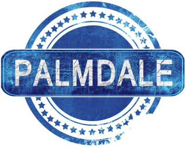 Palmdale grunge mavi pul. Beyaz izole.