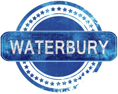 Waterbury grunge mavi pul. Beyaz izole.