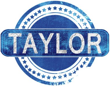 Taylor grunge mavi pul. Beyaz izole.