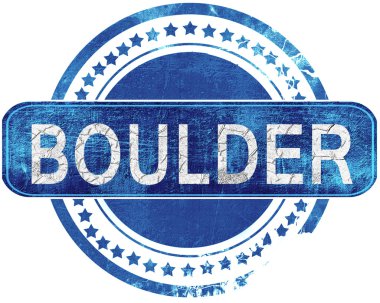 Boulder grunge mavi pul. Beyaz izole.