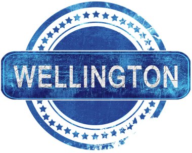 Wellington grunge mavi pul. Beyaz izole.