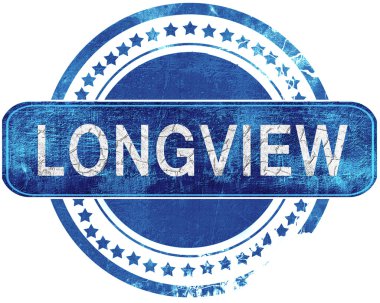 Longview grunge mavi pul. Beyaz izole.