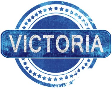 Victoria grunge mavi pul. Beyaz izole.