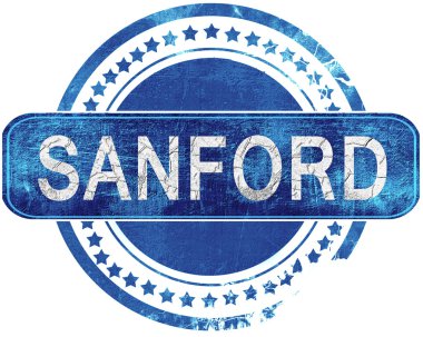 Sanford grunge mavi pul. Beyaz izole.