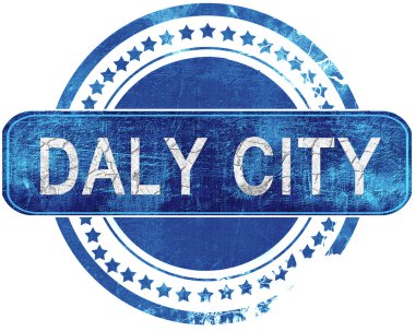 dal şehir grunge mavi pul. Beyaz izole.