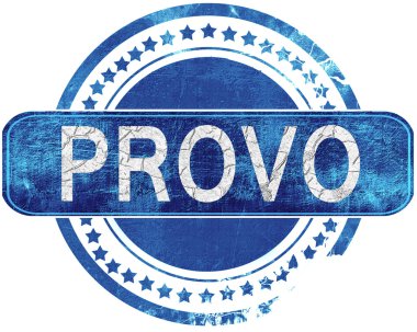 Provo grunge mavi pul. Beyaz izole.