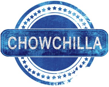 Chowchilla grunge mavi pul. Beyaz izole.