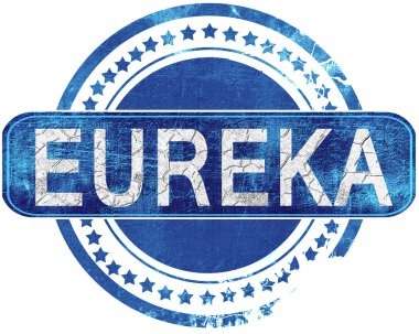 Eureka grunge mavi pul. Beyaz izole.